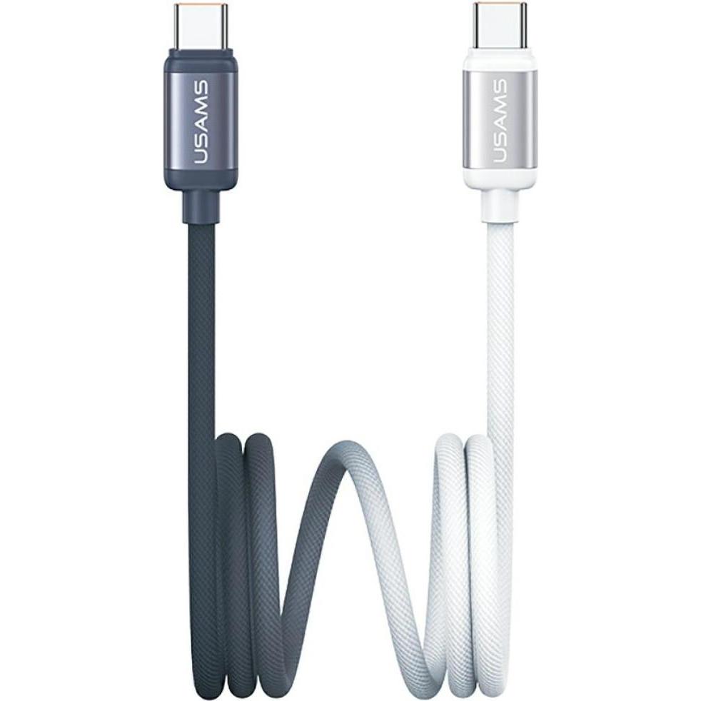 Usams Cable Bicolor Series SJ756 PD 60W USB-C/USB-C 1.2m black and white (1.20 m, 60 W), Cavo USB