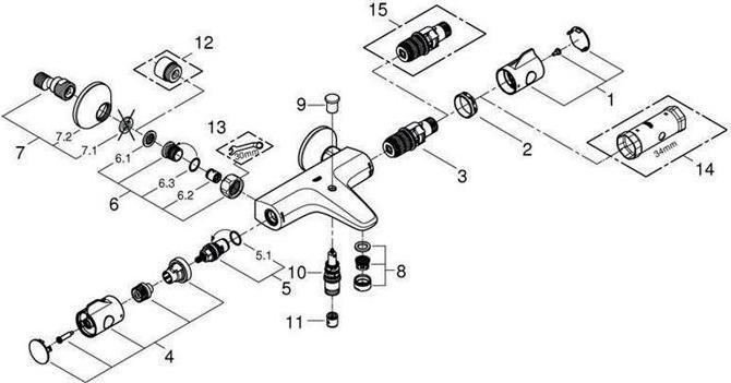 Productafbeelding Grohe Grohtherm 800 thermostatische badmengkraan