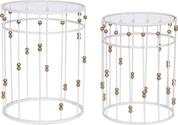 Esprit Set of 2 tables Home White Golden 42 x 42 x 55 cm (42 x 42 x 55 cm)