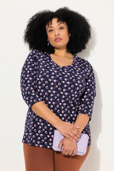 Produktbild Ulla Popken Longshirt, Punkte, A-Linie, Rundhals, 3/4-Arm (58)