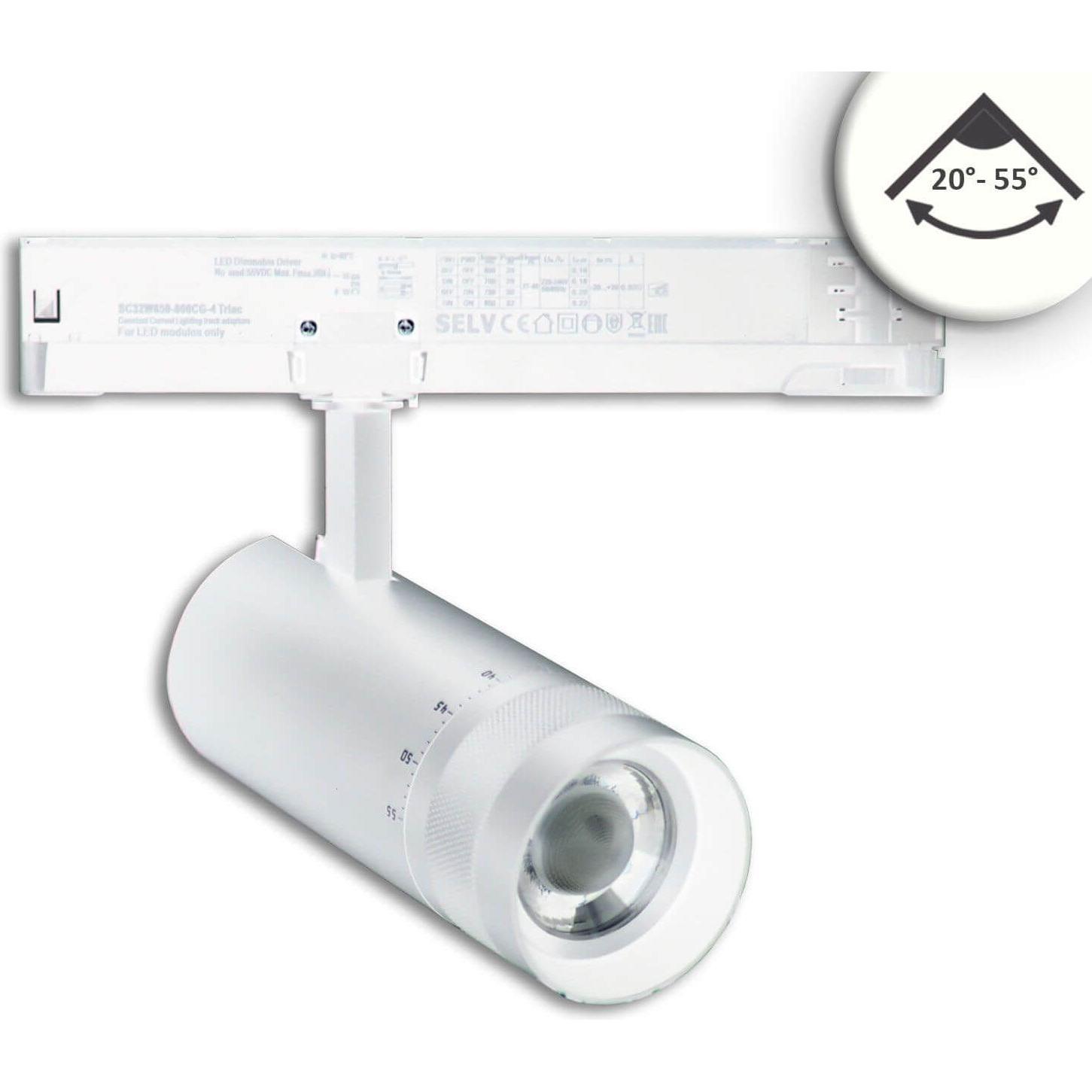 Isoled, Zubehör Beleuchtung, 3-PH Schienen-Strahler fokussierbar, 24W, 20°-55°, weiss matt, 4000K, dimmbar