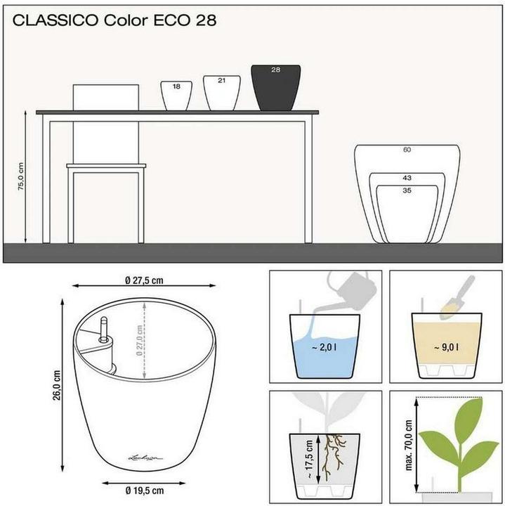 Produktbild Lechuza CLASSICO Eco 28 Grau (27.50 x 26 cm)