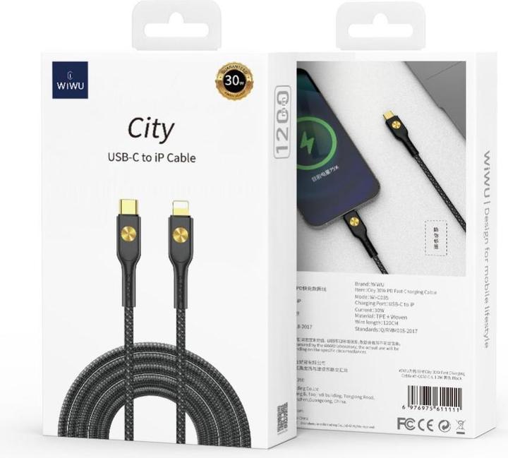 Produktbild Wiwu 30W City Cable Wi-C035 C-L schwarz (1.20 m, 30 W)