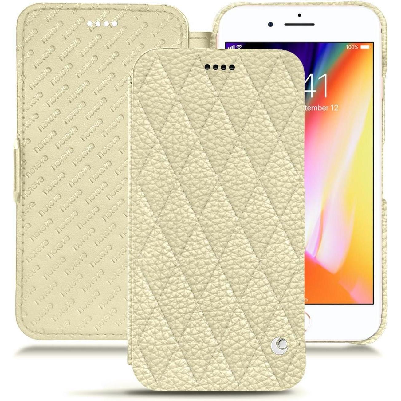 Noreve Lederschutzhülle horizontal (Apple iPhone 8 Plus), Smartphone Hülle, Weiss