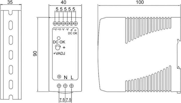 Image du produit MeanWell DIN-Schienennetzgerät 60 W, 24 V