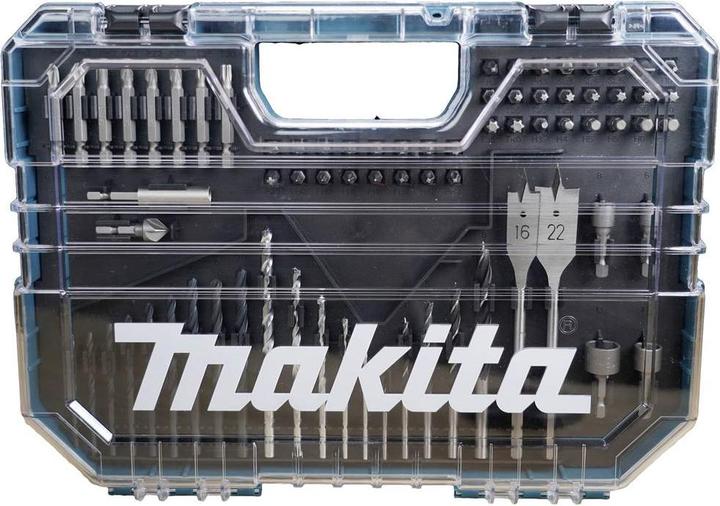 Actual product image Makita E-16988 Drill bit set 75 pcs. (23, 31, 46, 21 mm, 3/4", 32 mm, 11mm, 42 mm, 49mm, 22 mm, 4-12mm, 10mm, 18 mm, 1/4", 24 mm, 20 mm, 13 mm, 27 mm, 48 mm, 17 mm, 16 mm, 44 mm, 29 mm, 19 mm, 26 mm, 25mm, 28 mm, 45 mm, 3/8", 15 mm, 40 mm, 43 mm, 30 mm, 50 mm, 38mm, 5/16", 14 mm, 1/2", 35 mm)