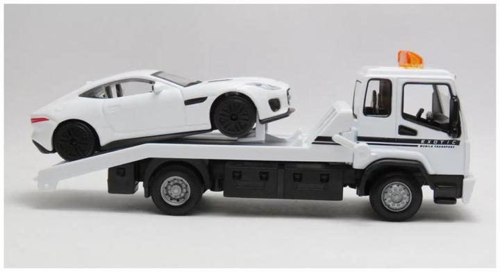 Actual product image Bburago 18/31419 Metal Street Fire scale 1:43 Official Jaguar F-Type v6 Dynamic with transport truck