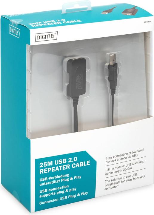 Produktbild Digitus USB 2.0 Repeater Kabel USB A male / A female Länge 25m (USB 2.0)