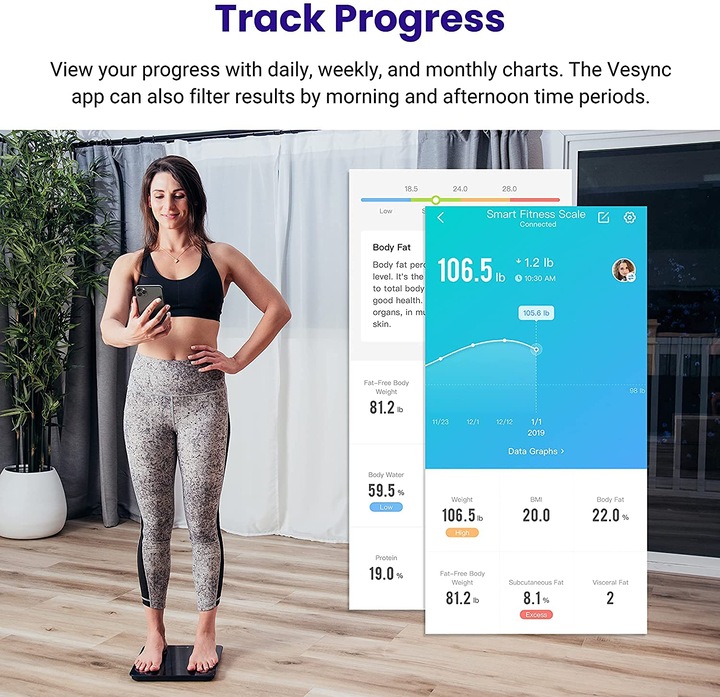Produktbild Etekcity Bluetooth Körperfettwaage (180 kg)
