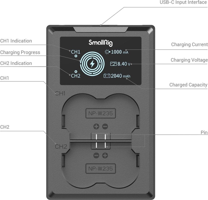 Actual product image SmallRig NP-W235 (Charger, Rechargeable battery)