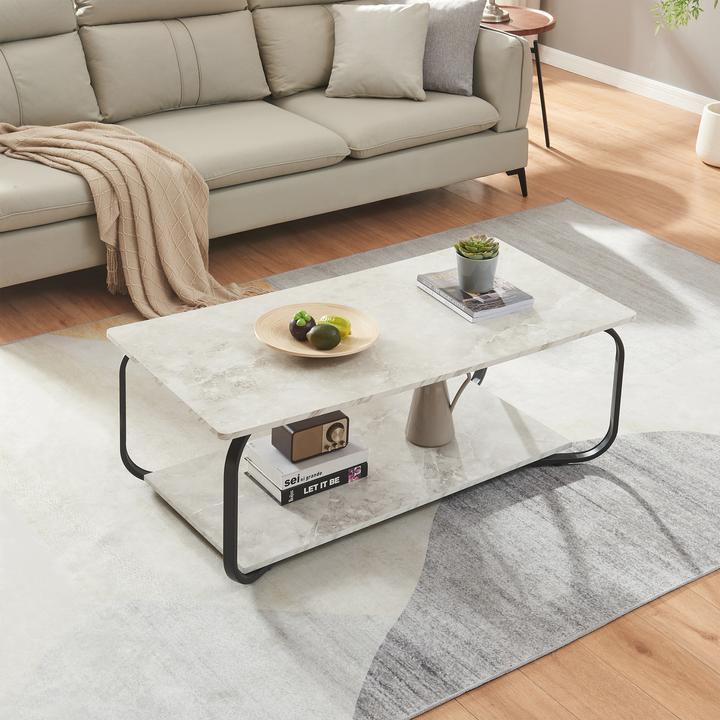 Produktbild En.Casa Couchtisch Kolta 120x60x43 cm Marmoroptik, Weiss