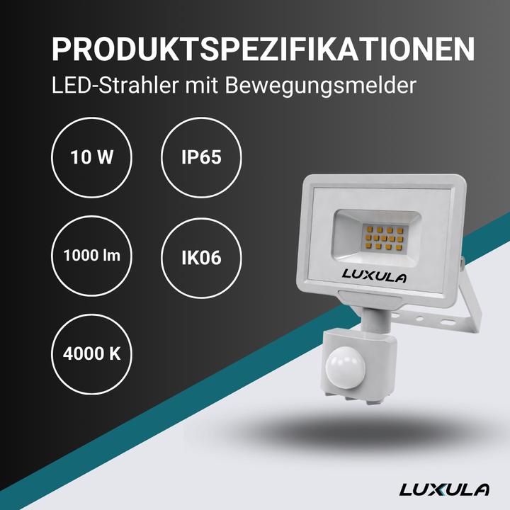 Produktbild Luxula LED-Fluter mit Bewegungsmelder (1000 lm, IP65)