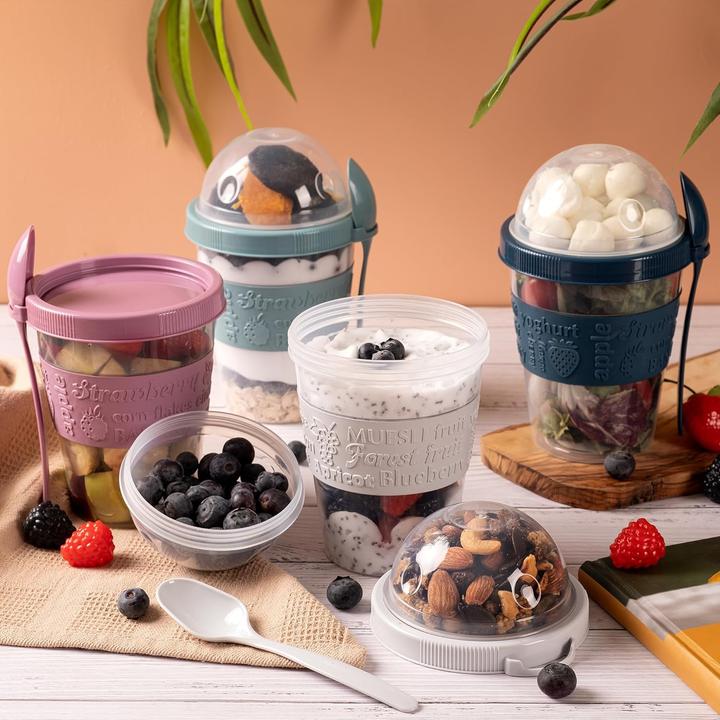 Produktbild Crystalia 4er-Set Joghurtbehälter mit Löffel