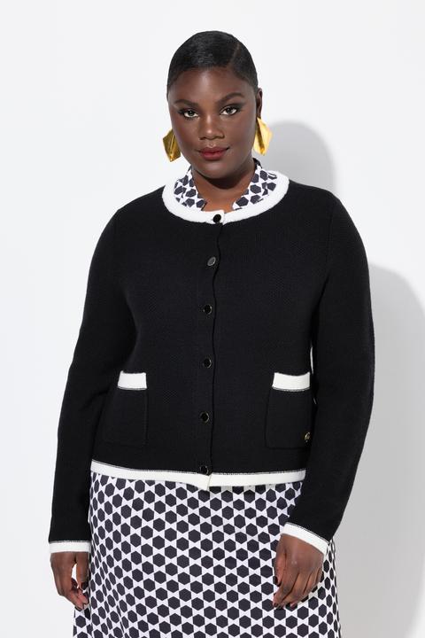 Produktbild Ulla Popken Strickjacke, Schmuckbündchen, Rundhals, Taschen, Langarm (50, 52)