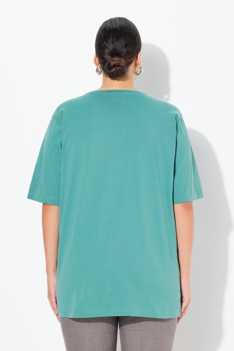 Actual product image Ulla Popken Basic Round Neck Short Sleeve Relaxed Fit Tee (46, 48)