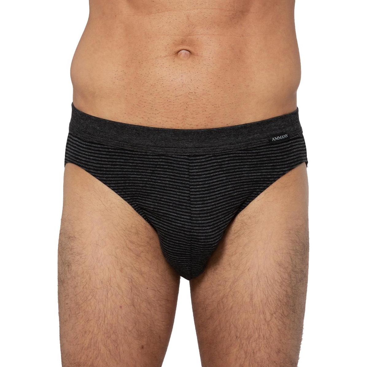 Thumbnail - Ammann, Herren, Unterhosen, 3er Pack Jeans Feinripp Mini-Slip / Unterhose, Grau, (XL, 3er Pack)