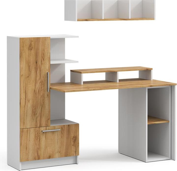 Produktbild Vicco Schreibtisch Tomy, Weiss/Goldkraft Eiche, 150 x 59 cm 4er Set