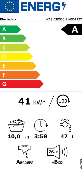 Energy Label Electrolux WASL2IE500 (10 kg, Left)