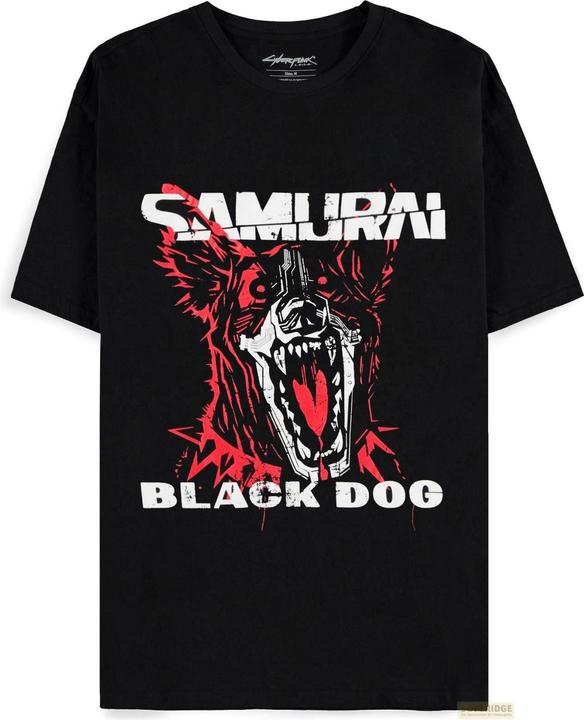 Actual product image Difuzed Cyberpunk 2077 - Black Dog Samurai Album Art Men's Short Sleeved T-shirt - 2XL (XXL)