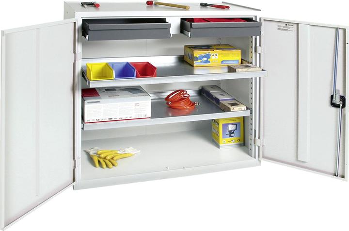 Produktbild Werkzeug-/Beistellschrank H1000xB1000xT500 mm 2 Schubladen, 2 Böden lichtgrau, RAL 7035/lichtgrau... (100 cm, 100 cm)