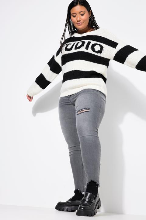 Actual product image Studio Untold Distressed Fringed Hem Elastic Waist Skinny Jeans (44)