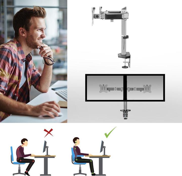Produktbild ACT Monitor Desk Mount, 2 screens up to 32ö, gray (Tisch, 32")