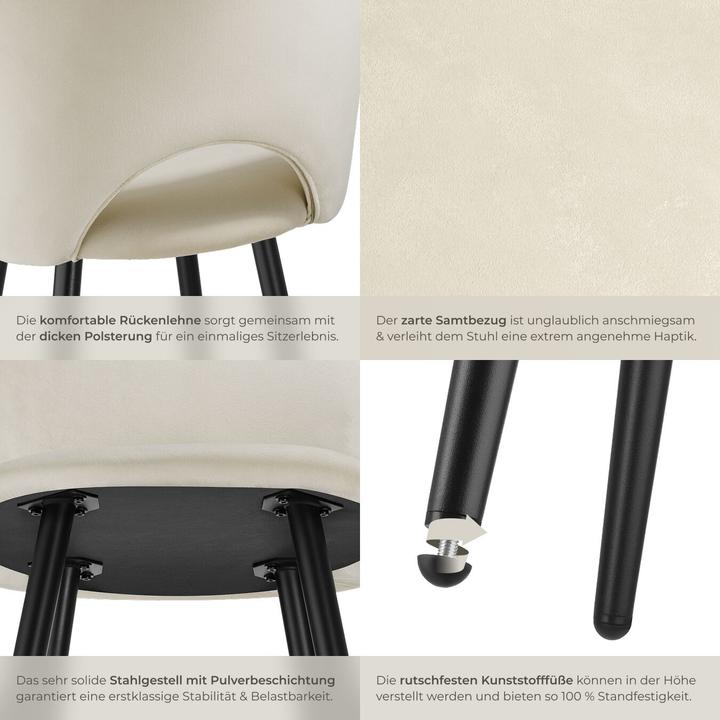 Actual product image tectake Bar stool Sachel with backrest, velvet look