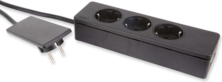 Productafbeelding Evoline PlugFix met Express 3-voudige contactdoosstrip zwart (3 x, CEE 7/3, 1.50 m)
