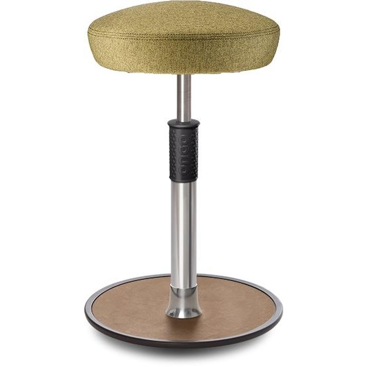 Ongo, Bürostuhl, Sitz- Stehhocker Free Tall Hutsitz Camira Rivet Senfgelb Chrom /Natur