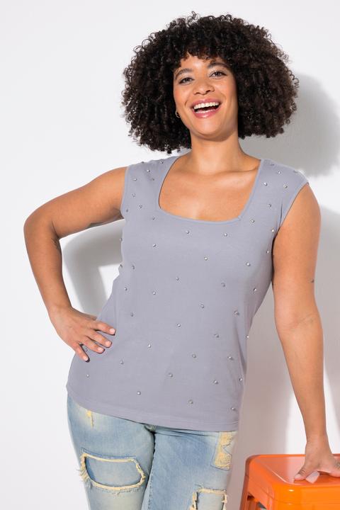 Produktbild Angel of Style Rippshirt, Slim Fit, Ziersteinchen (54)