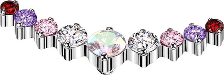 Immagine prodotto Star Piercing Ancora dermica curva in argento con nove cristalli rotondi colorati (senza ottone, Titanio)