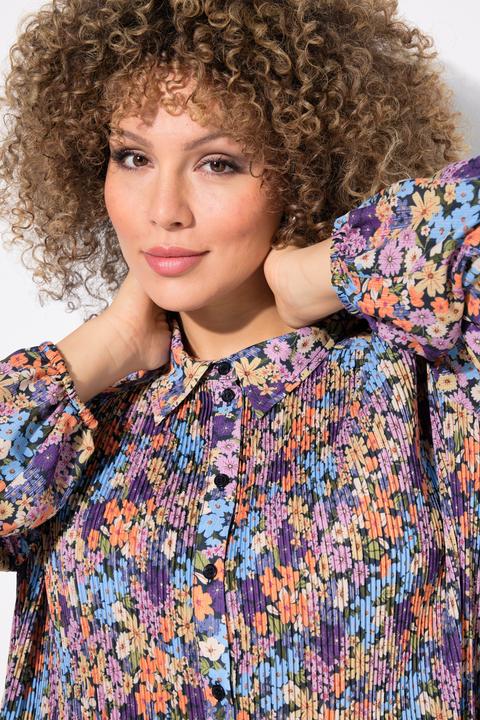 Produktbild Ulla Popken Plissee-Bluse, Blüten, A-Linie, Hemdkragen, Langarm (46, 48)