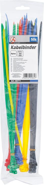 Actual product image BGS Cable Tie Assortment coloured 4.8 x 300 mm 50 pcs. (Plastic cable ties, 300 mm, 50 pcs.)