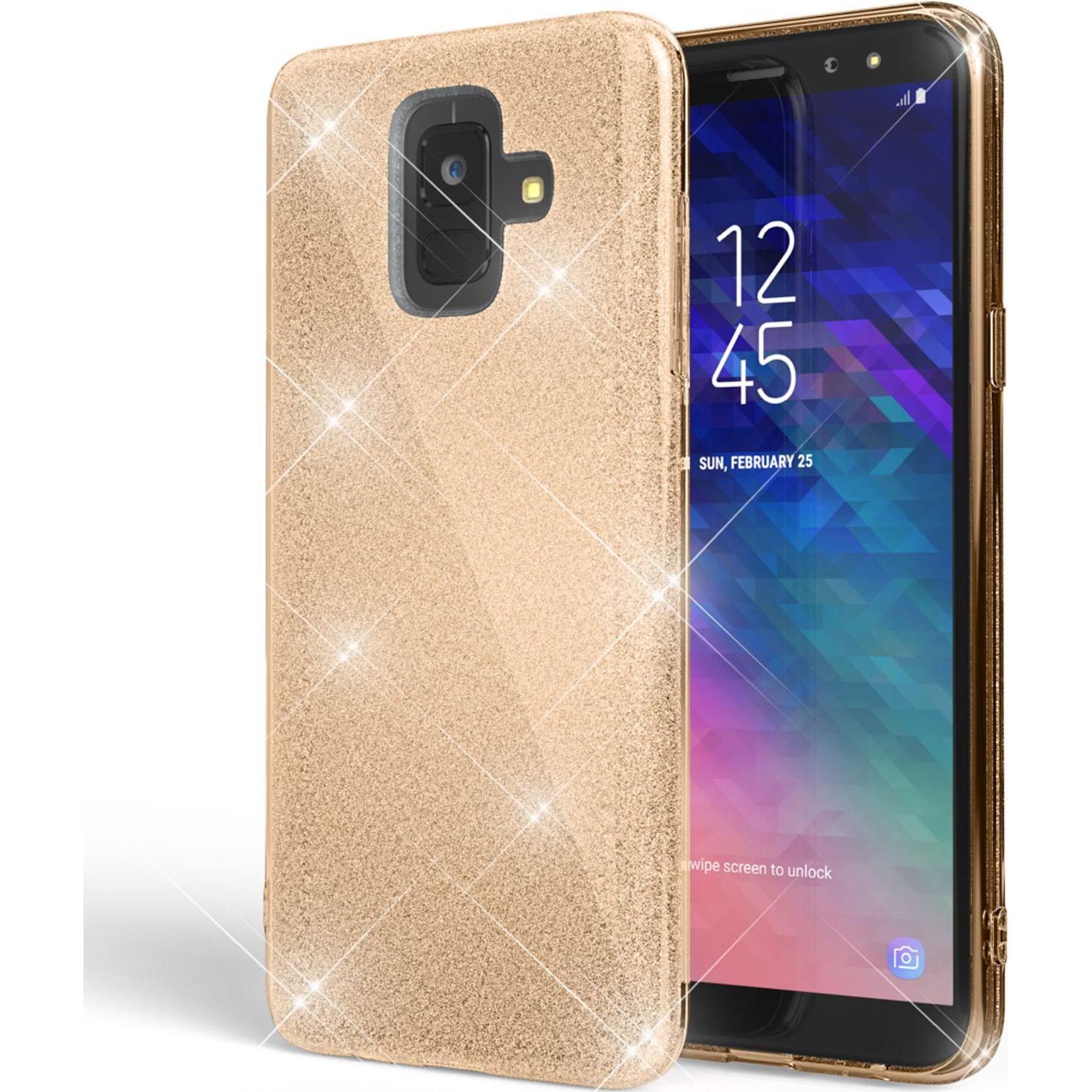 Nalia Glitter Handyhülle (Samsung Galaxy A6), Smartphone Hülle, Gold