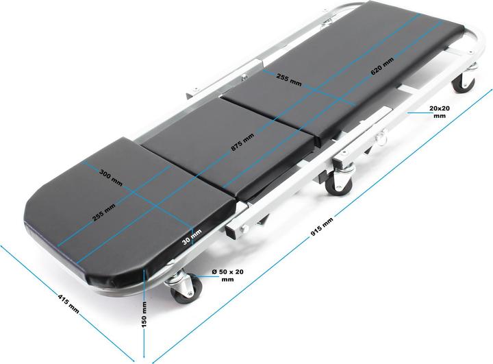 Image du produit Wiltec Montageliege 92x42x15cm 150kg Werkstattsitz Werkstatthocker Rollbrett