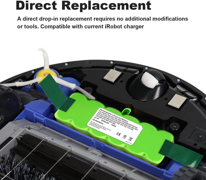 Actual product image Acconic Akku 5200mAh f. Roomba iRobot 660 665 670 671 675 696 681 790 866 886 896 Scooba 450