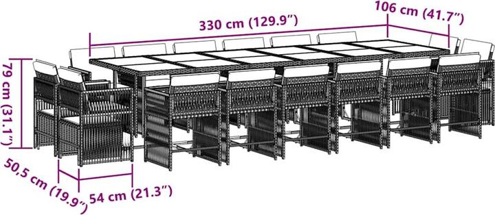 Produktbild vidaXL Garten Essgruppe (330 x 106 x 73 cm)