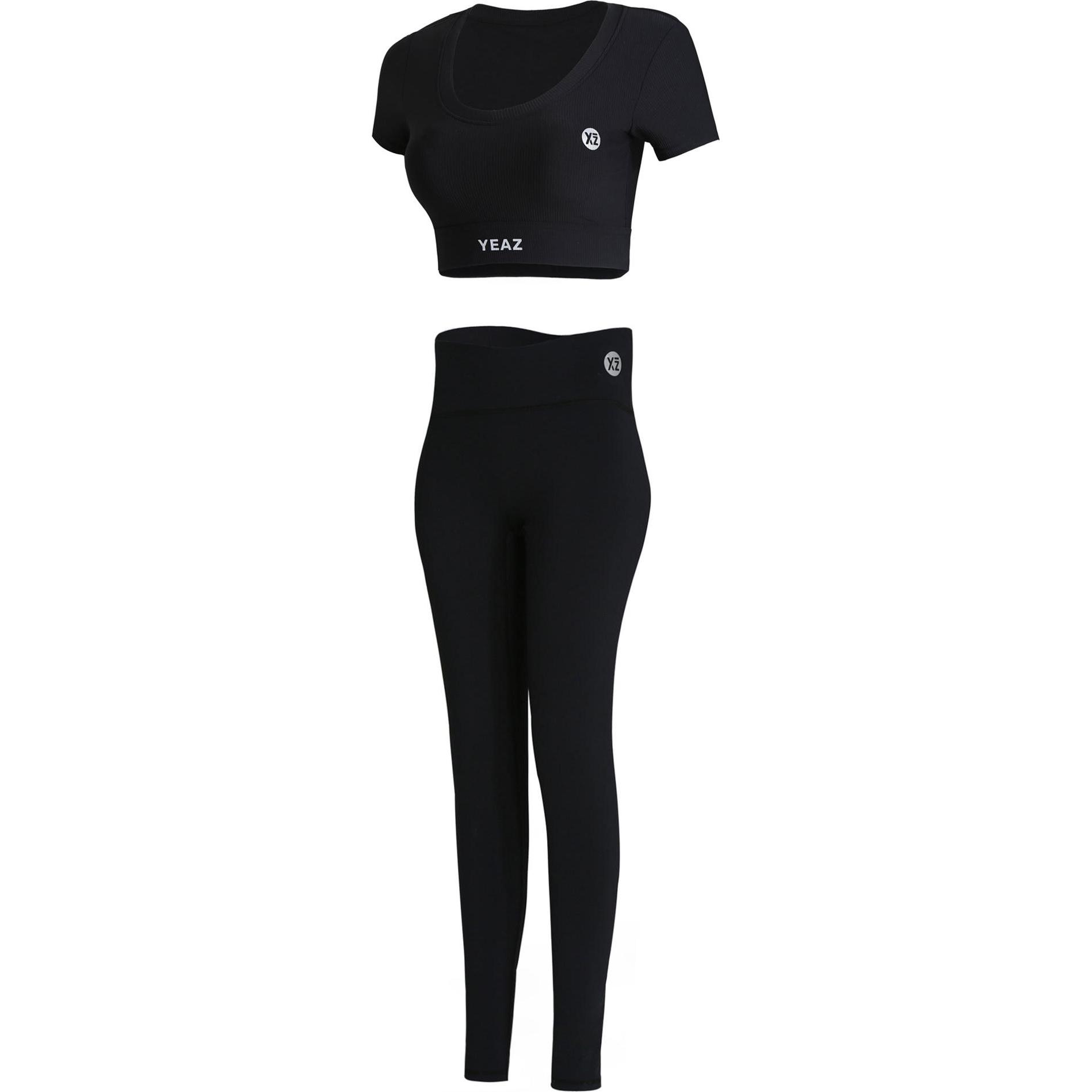 Yeaz, Unisex, Sporthose, CLUB LEVEL SET Short Top Leggings L (Black) (L), Schwarz, L