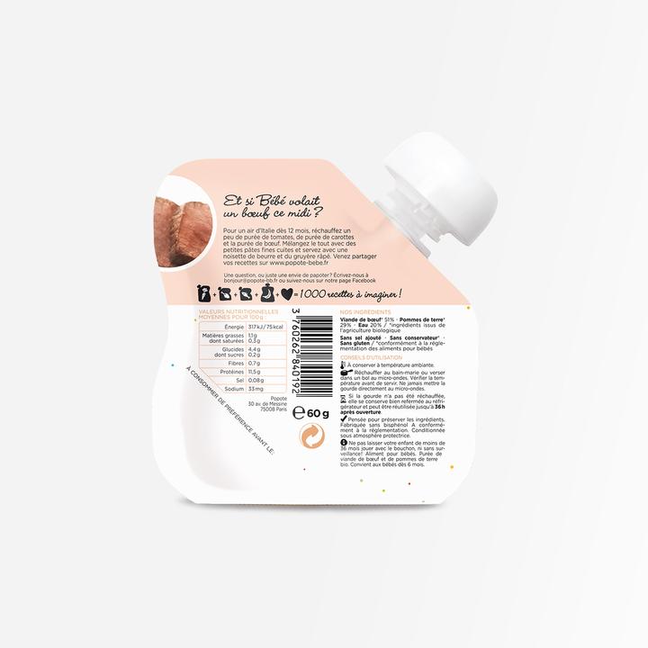 Actual product image Popote Quetschie Rind BIO (60 g)
