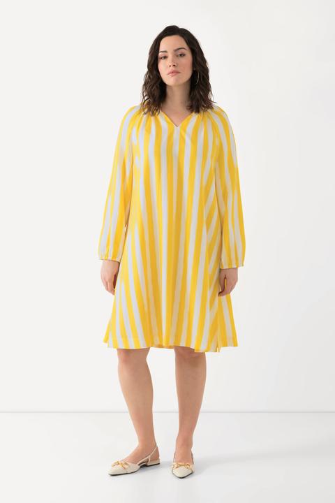 Produktbild Ulla Popken Kleid, Streifen, A-Linie, V-Ausschnitt, Langarm (54)