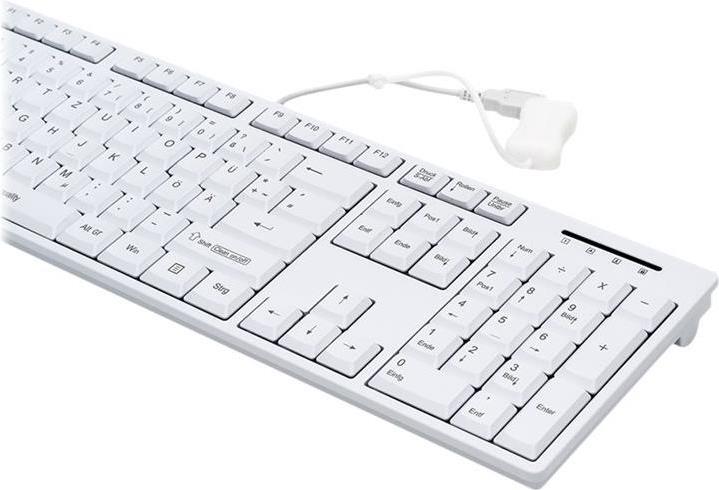 Gett GCQ CleanType Easy Basic USB Surface antimicrobienne résistante aux éclaboussures blanc 105 touches (CH, Filaire)