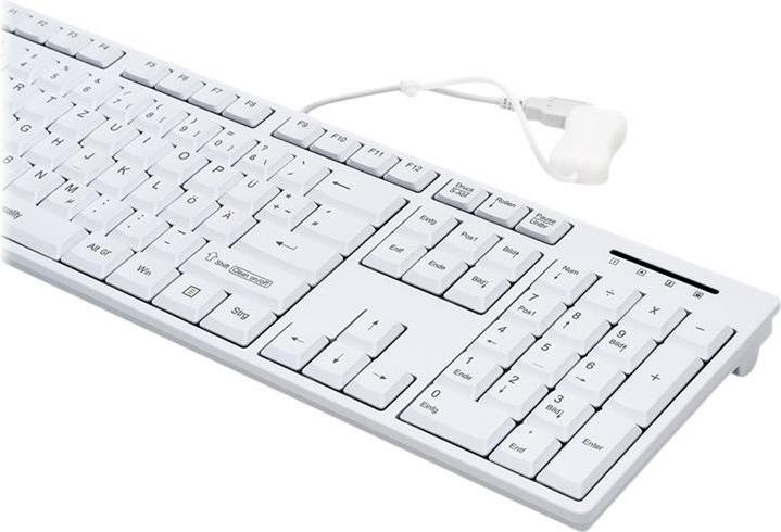 Actual product image Gett GCQ CleanType Easy Basic USB splashproof antimicrobial surface white 105 keys (CH) (CH, Cable)