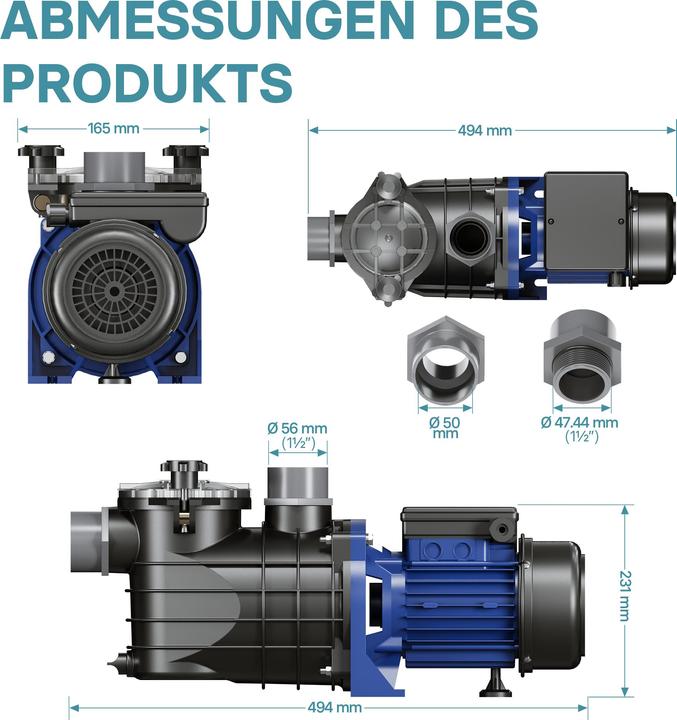 Produktbild Wiltec Schwimmbadpumpe (Durchlaufpumpe)