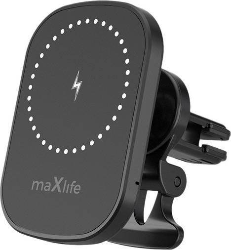 Maxlife Autohalterung für Lüftungsschlitze MXCH-16 magnetisch mit kabellosem Laden schwarz 15W