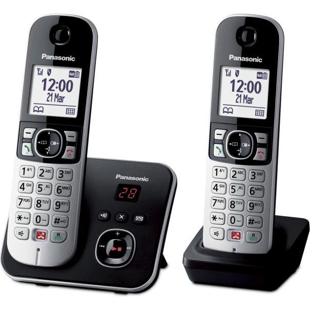 Panasonic KX-TG6862, Telefon, Schwarz, Silber