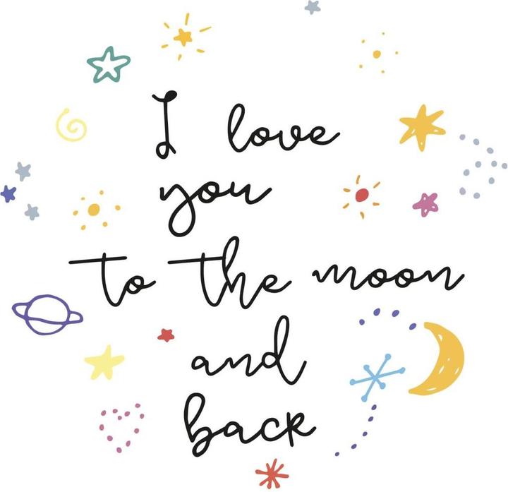 Image du produit Trenddeko Doodle Space I love you to the moon and back (42 x 40 cm, 103 x 100 cm, 124 x 120 cm, 83 x 80 cm, 62 x 60 cm)