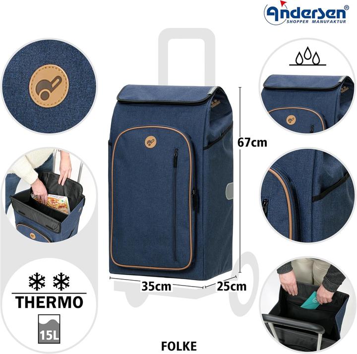 Image du produit Andersen Royal Folke Einkaufstrolley mit Kühlfach (61L)