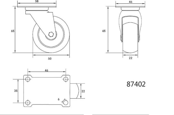 Actual product image Toya Vorel Koło Skrętne Polipropylenowe 50mm