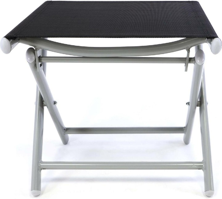 Actual product image VCM klappbarer Alu Hocker Sitzhocker Rahmen hellgrau Textilene schwarz Klapphocker