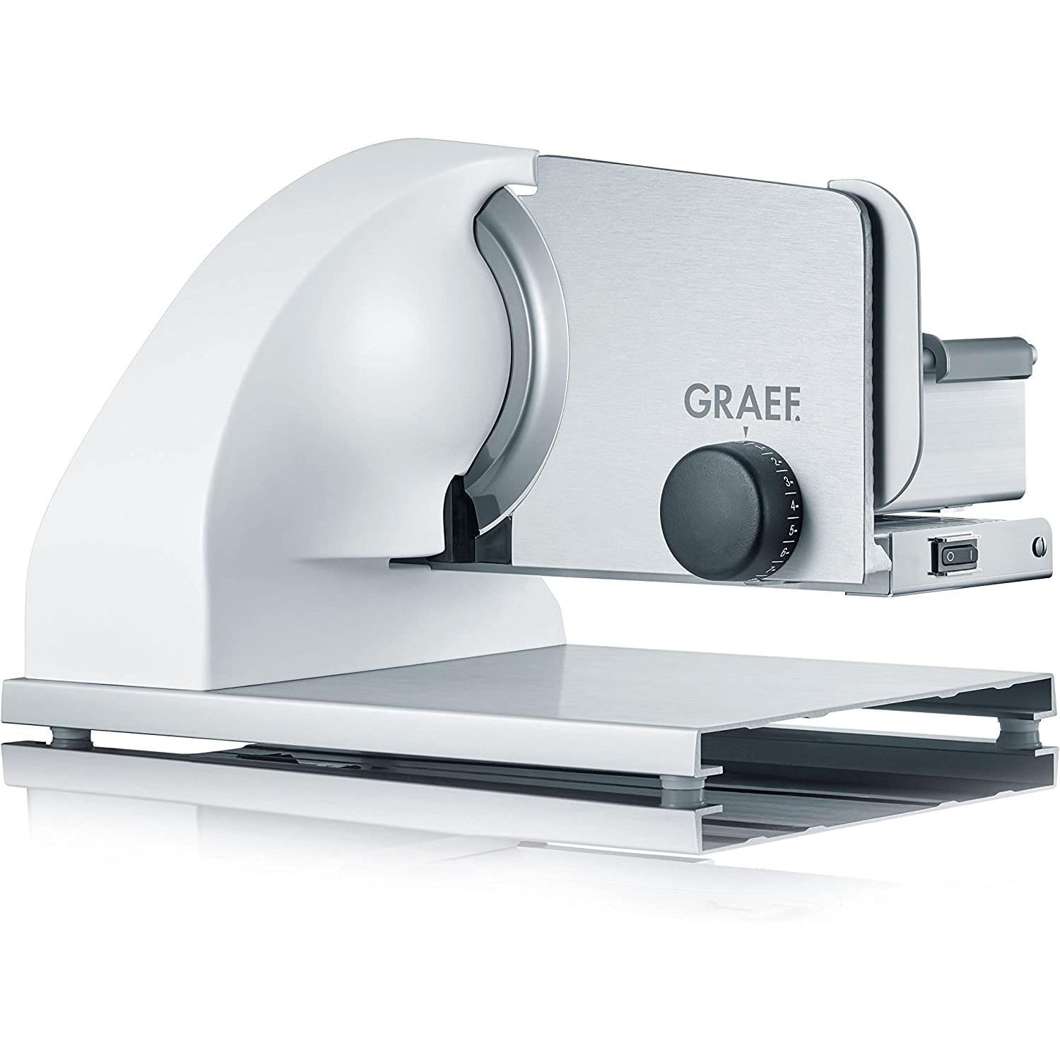 Graef SKS901EU Schneidemaschine Elektro Edelstahl, Aluminium, Aufschnittmaschine, Weiss